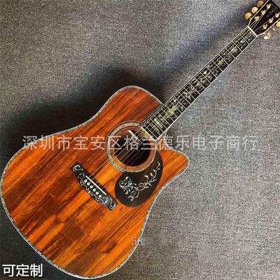 工厂41寸相思木全珍珠包边缺角D45木吉他dreadnought guitar定制