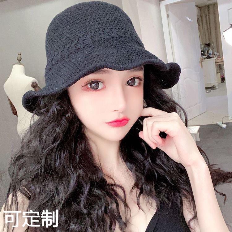 假发帽女网红编织渔夫帽子假发一体假发春夏时尚中长羊毛卷全头套 美发护发/假发 帽子假发 原图主图