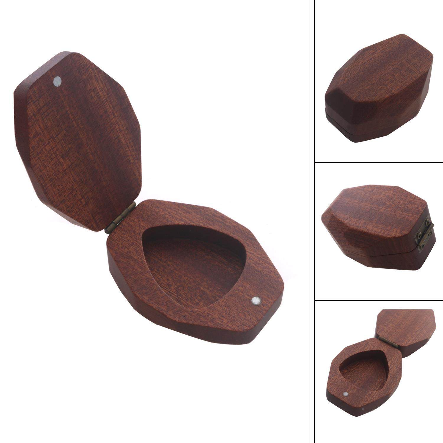 吉他拨片盒 新款钻石型拨片盒 实木拨片盒 拨片收纳盒子弹片木盒