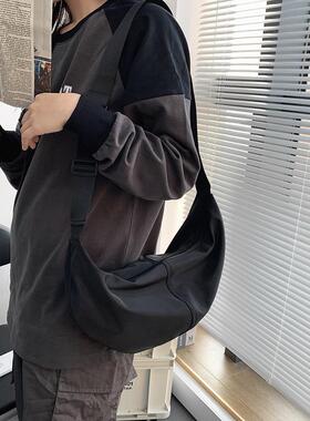 80286S#黑色小挎包百搭尼龙单肩情侣学生男女包韩秋冬新款饺子包