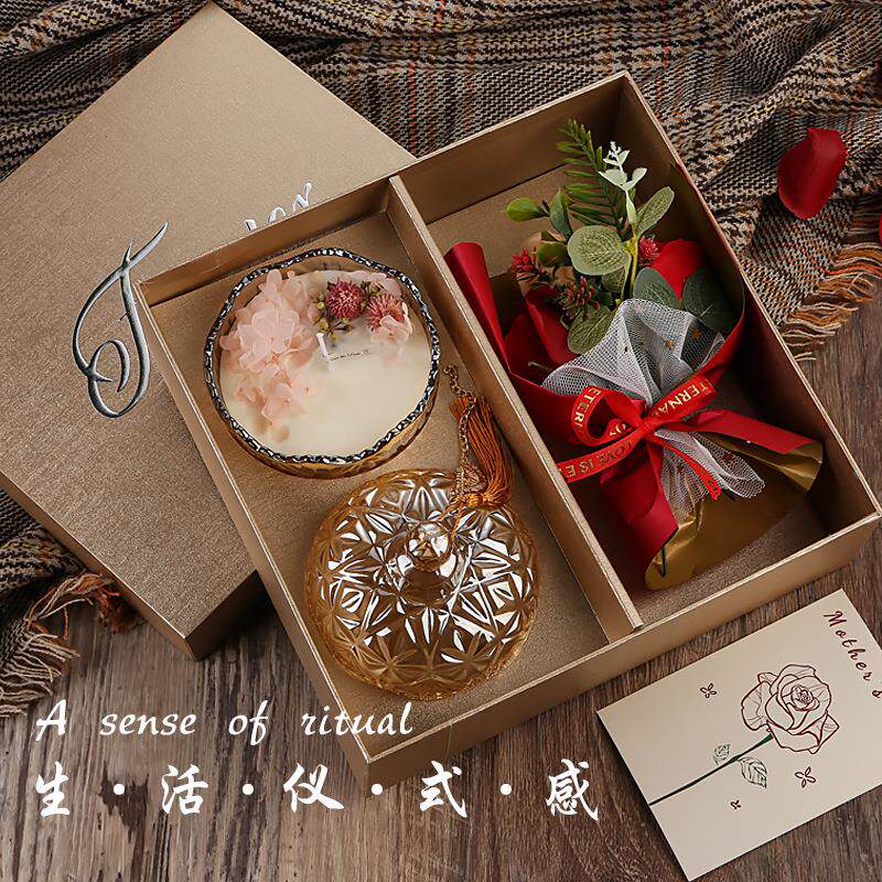 香薰蜡烛礼盒女生礼物实用小礼品伴手礼香皂永生花花束成品高级感