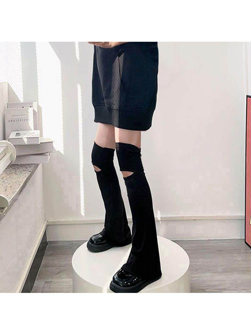 맞춤형 긴 다리와 얇은 다리 커버가 트렌디한 새로운 고탄성 중공 검정색 기능성 바람 긴 튜브 파일 양말