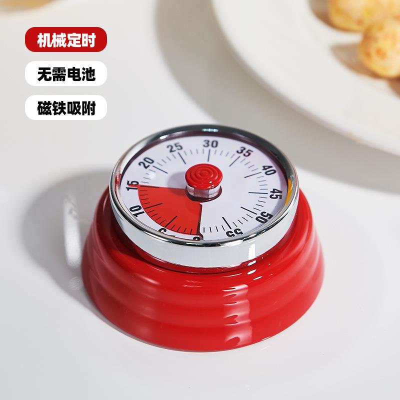 计时器厨房机械定时器烘焙提醒计时器学生时间管理器不锈钢带磁铁