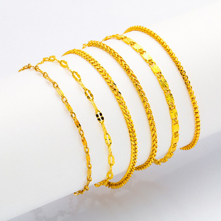 嘴唇手链女士细手链肖邦仿真金镀24K黄金手链女款细手链延长手链