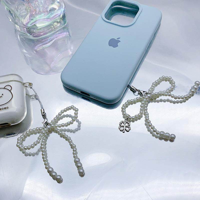 欧美挂饰 法式复古赫本风气质蝴蝶结手机链百搭包包挂饰定制