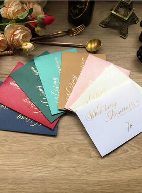 Wedding Invitation 烫金婚礼邀请喜帖欧式长方形信封 可定制定制