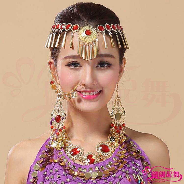 新款印度舞蹈配饰舞台表演出首饰肚皮舞项链耳环头饰手链饰品定制