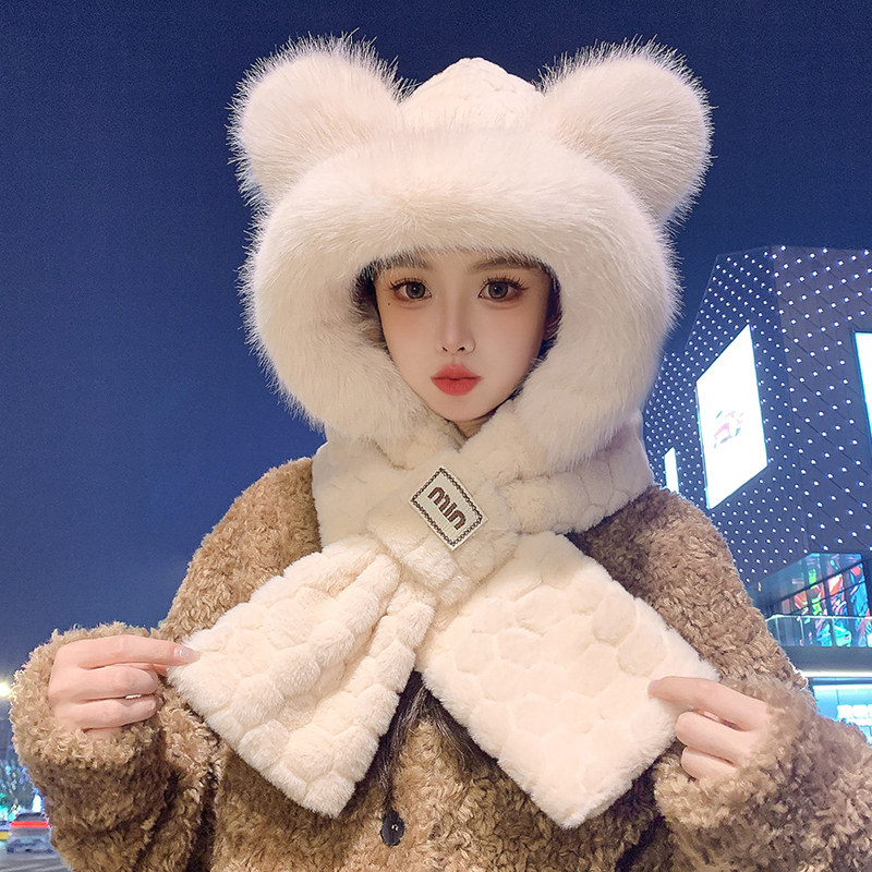 帽子围脖一体女显脸小秋冬季新款户外骑车加绒保暖防寒护耳包头帽,服饰配件/皮带/帽子/围巾,帽子,淘宝优惠券,粉丝福利购,淘宝优惠卷