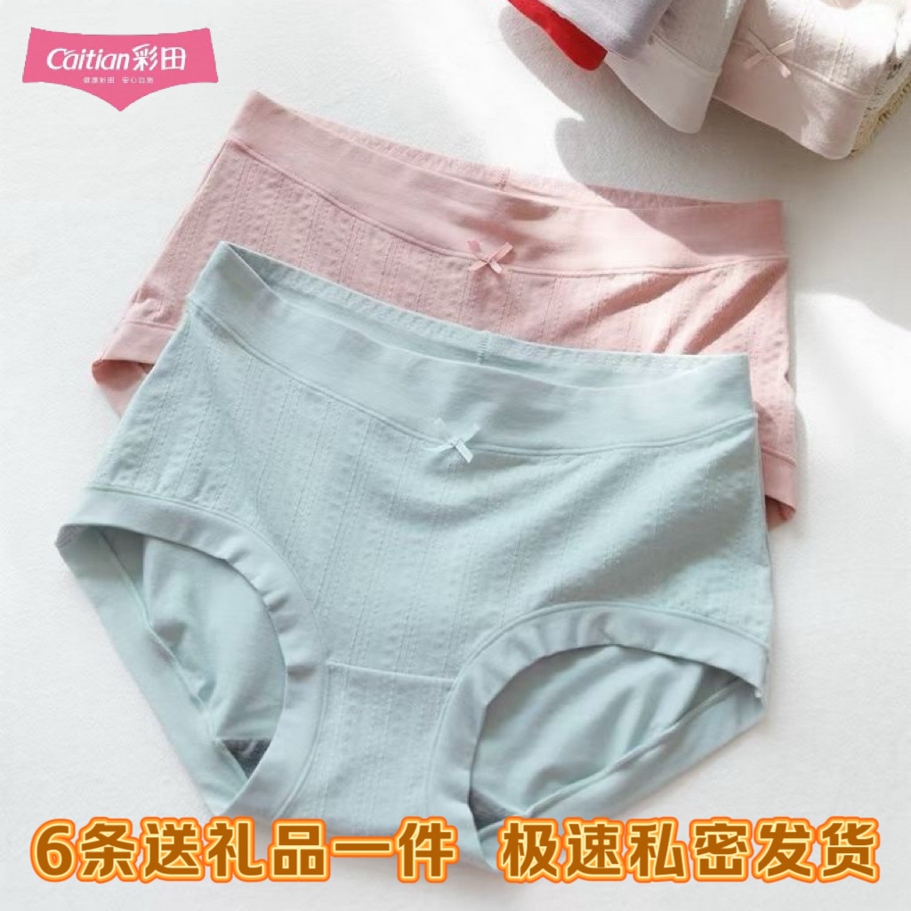 包邮3条装正品内裤女士中腰高腰纯色全棉抗菌透气包臀青年三角裤