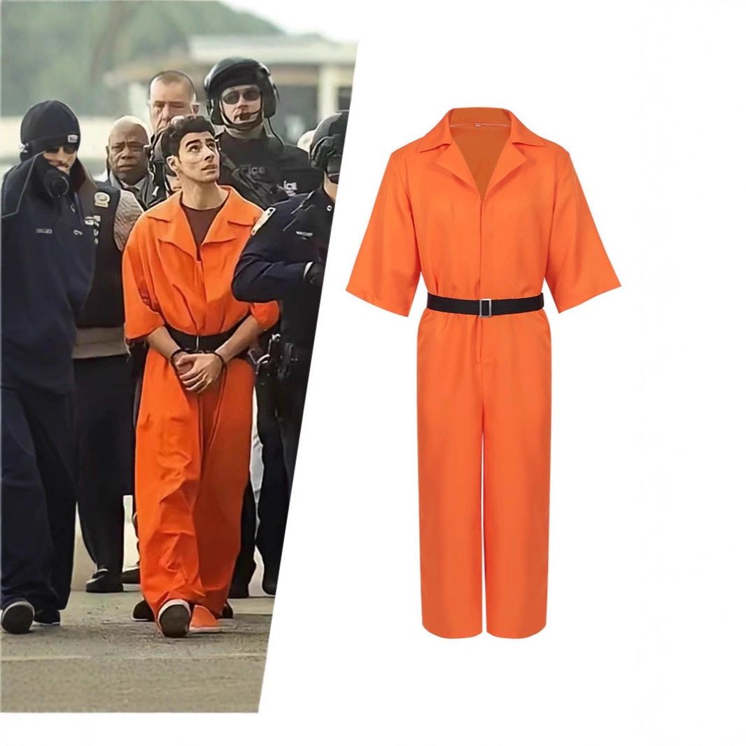 情侣款路易吉橙色囚服万圣节美国监狱服角色扮演连体cos全民英雄