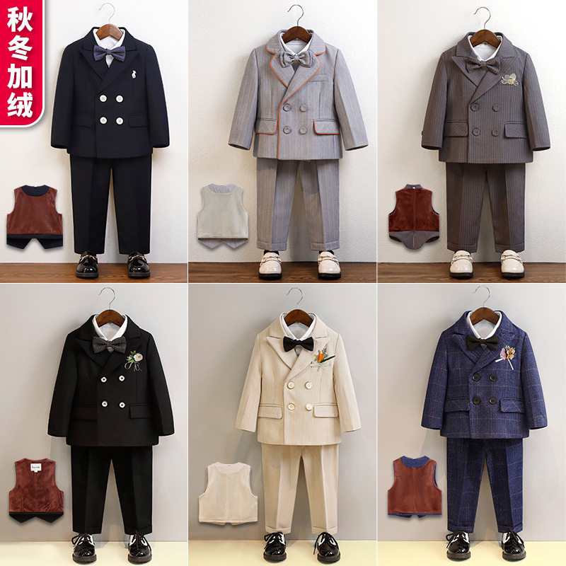 秋冬儿童加绒西装男厚小