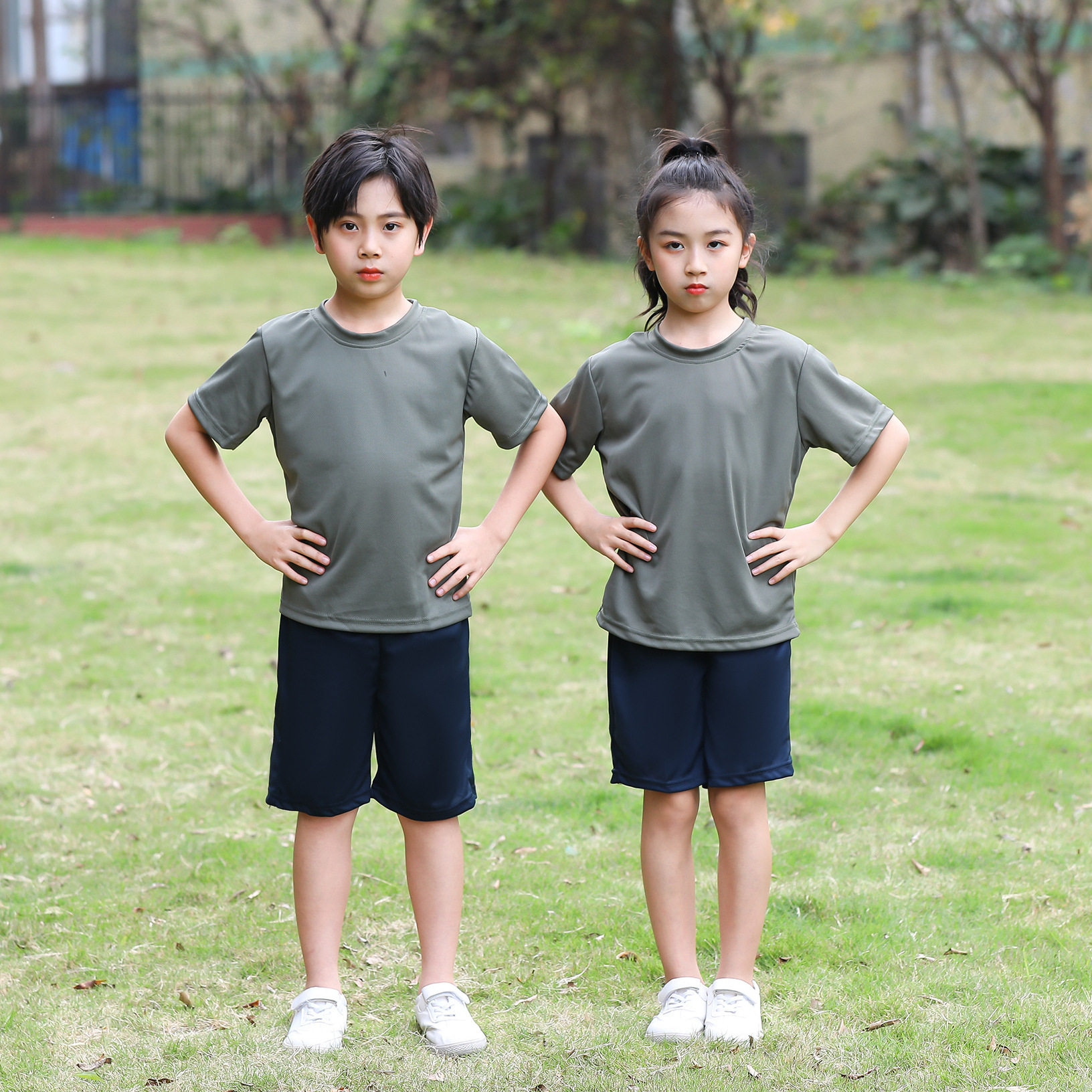 团体儿童短袖迷彩服T恤套装夏季速干体能服男女童夏令营t恤半袖装