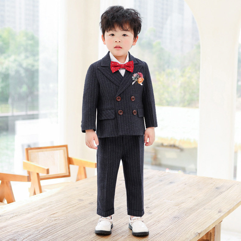 男童西装礼服新款秋冬花童婚礼服演出服中小童英伦表演服宝宝周岁