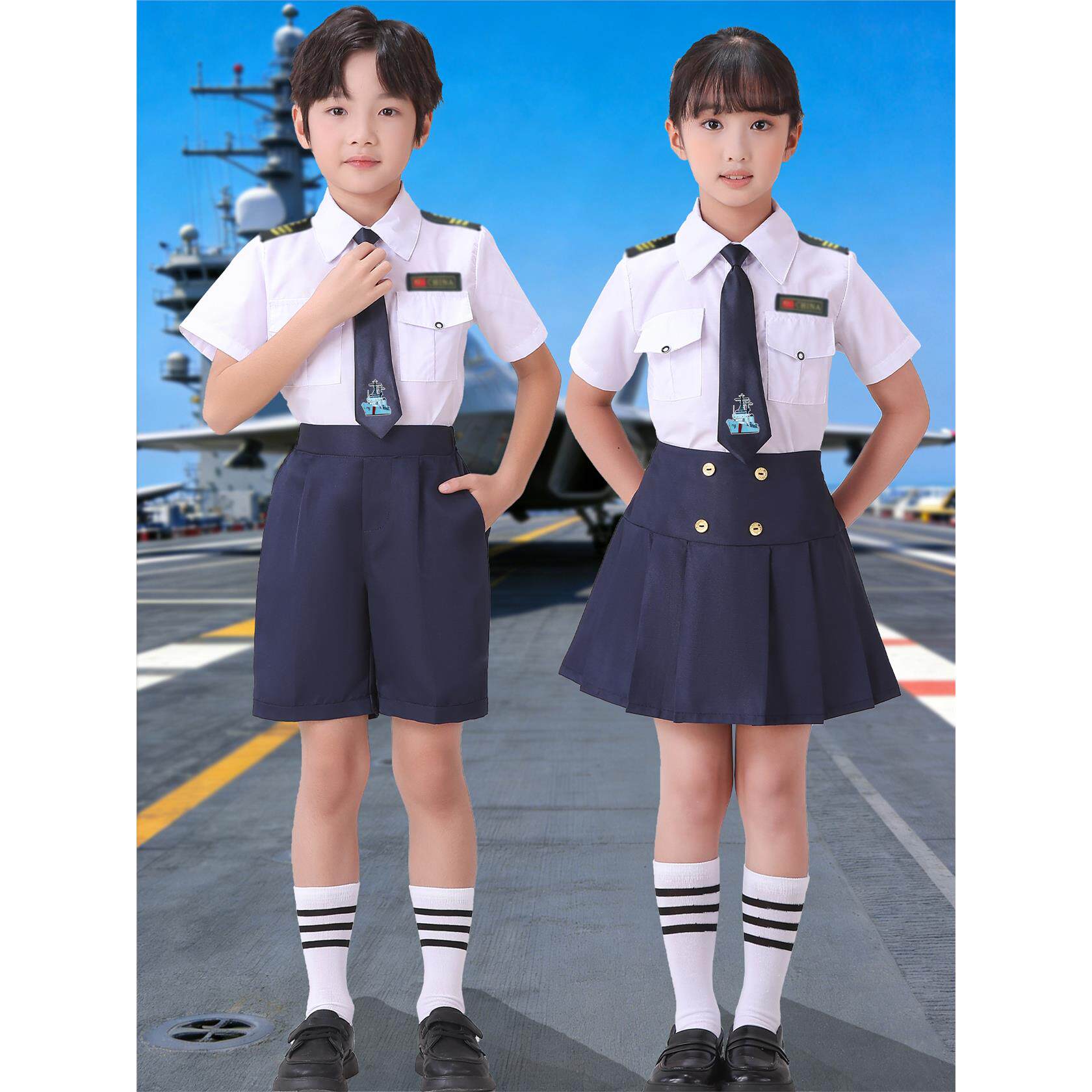 六一儿童小海军演出服男