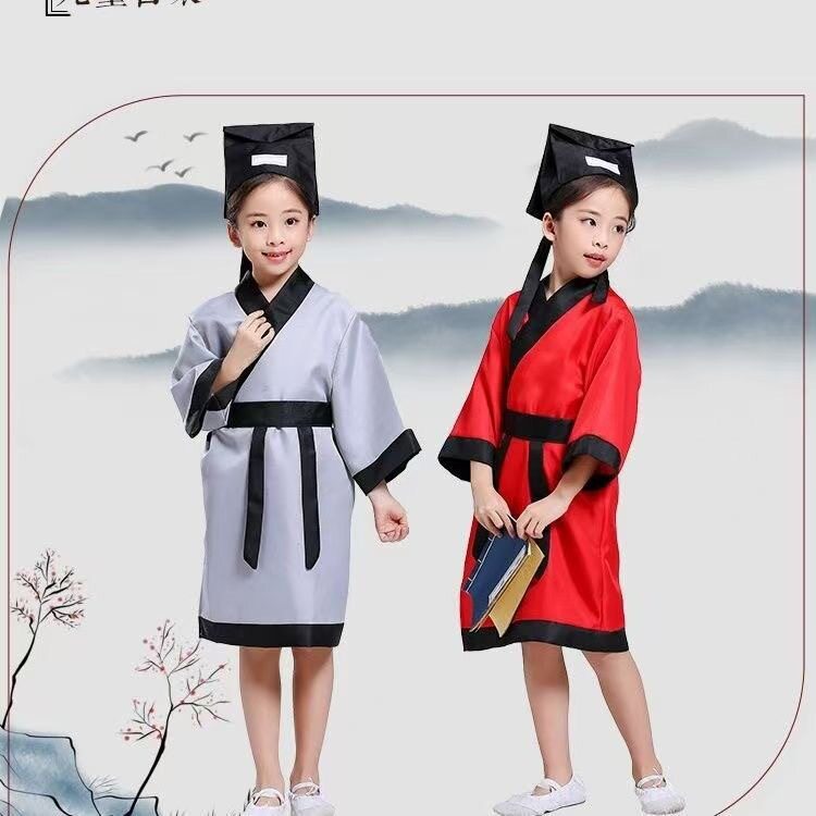 儿童书童汉服古装男女三字经百家姓弟子规班服幼儿园舞台表演出服