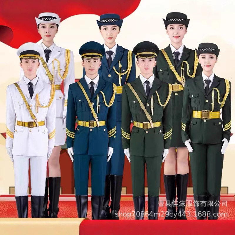升旗手服装军装演出服学校学生班衣服仪仗队护卫队礼宾男女