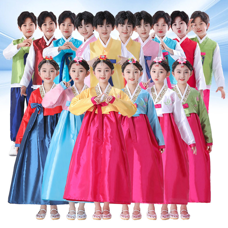 新款古装韩国传统男女士韩服宫廷朝鲜团体表演服儿童舞蹈演出服装