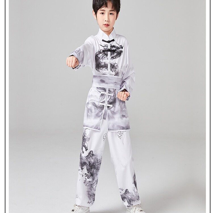 六一武术表演服中小学生男女太极练功服水墨南拳比赛舞龙中国风服