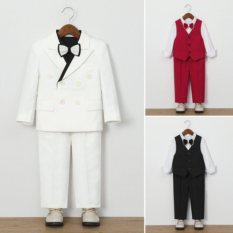 儿童西装套装花童周岁礼服帅气男孩钢琴朗诵主持演出服男童西服