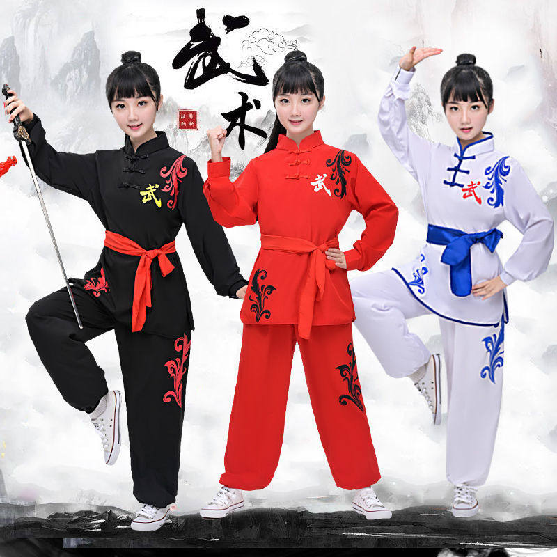 儿童中国风武术服弹力棉练功服套装长袖武馆男女童太极功夫演出服