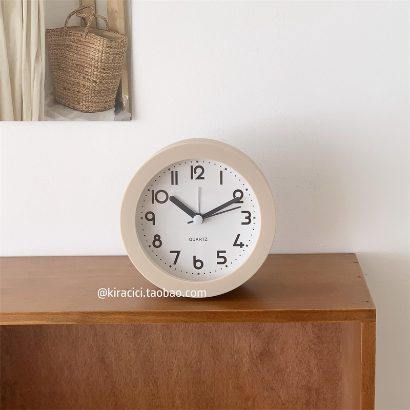 简约高颜值台式静音迷你小闹钟学生卧室桌面床头夜光电子时钟摆件