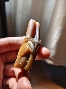 和田玉糖玉挂件且末料竹节挂件重41克