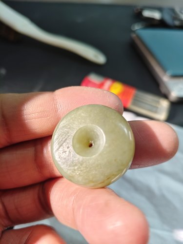 和田玉籽料翠青平安扣挂件吊坠