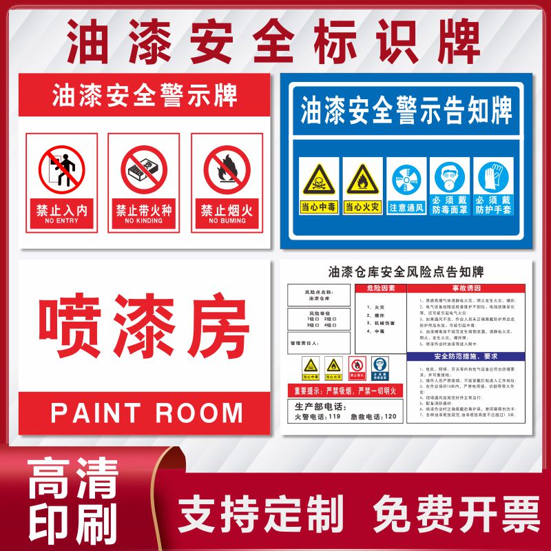 生产车间仓库房标示牌告知牌企业公司单位验厂标志牌油漆存放处安全标识牌禁止烟火防火危害警示牌标牌定制