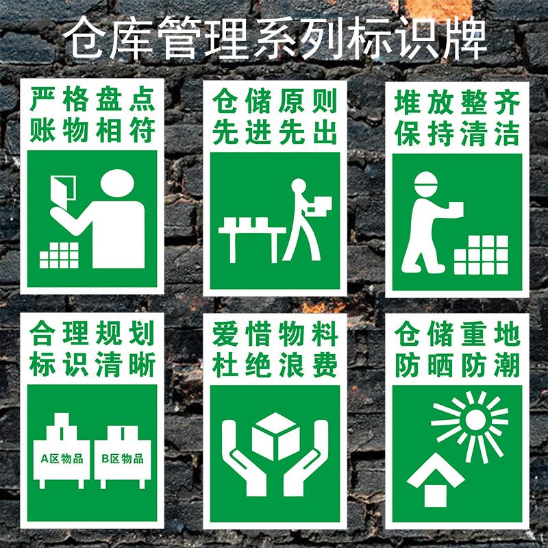仓库标识牌仓储原则爱惜物料合理规划注意严禁烟火标志分区浪费堆放整齐保持清洁管理警示提示指示贴纸定制