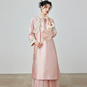 复古连衣裙 中国风优雅刺绣圆领夹棉旗袍新中式 陌遇2025年冬季 新款
