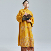 旗袍连衣裙 民国风重工刺绣高贵羊毛呢大码 陌遇原创2025冬季 新款