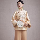 气质改良水貂毛镶边绣花唐装 中国风 夹棉上衣 新款 陌遇2025年冬季