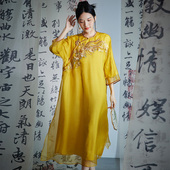旗袍连衣裙 改良100%真丝绣花新中式 陌遇原创2025年夏季 中国风新款
