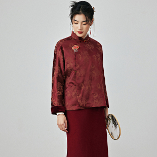 上衣新中式 复古改良提花缎唐装 短棉袄 中国风新款 陌遇原创2025冬季