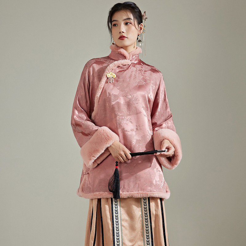 陌遇中国风提花缎夹棉唐装上衣