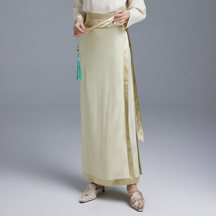 陌遇2025春夏新款中国风复古汉元素改良汉服宋制旋裙两片式半身裙