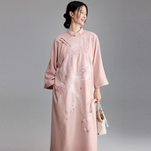 新中式 陌遇原创秋冬新款 高级感羊毛呢凤凰刺绣旗袍裙 复古连衣裙