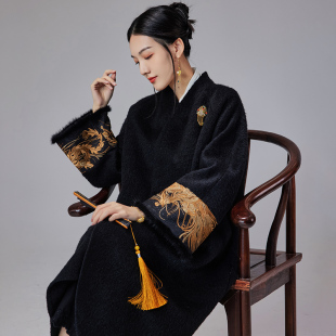 气质唐装 外套 中国风复古加厚羊毛呢大衣年轻款 陌遇2025年秋冬新款