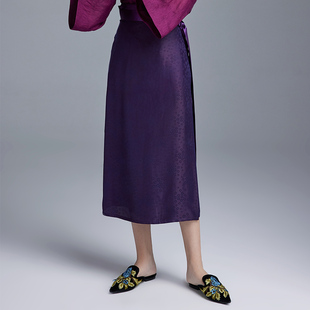 陌遇2025夏季新款 中国风复古真丝香云纱改良汉服宋制旋裙半身裙