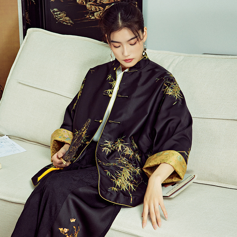 陌遇禅意刺绣复古改良唐装外套