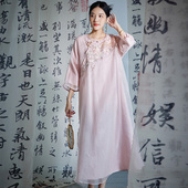 连衣裙 旗袍新中式 陌遇2025夏季 中国风改良100%桑蚕丝圆领刺绣大码