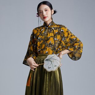旗袍唐装 中国风复古茶服真丝改良新中式 上衣 新款 陌遇2025年夏季