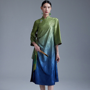 陌遇2025年春夏新款中国风汉元素原创渐变旗袍裙新中式日常连衣裙