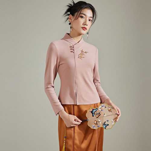 陌遇针织打底衫刺绣新中式上衣
