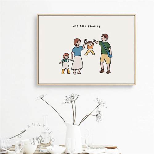 6B76温馨一家人三口四口电表箱装饰画上翻配电箱遮挡挂画ins电闸