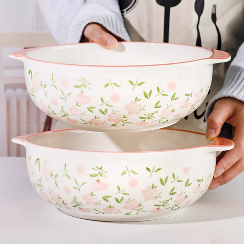 家用陶瓷小碎花双耳汤碗