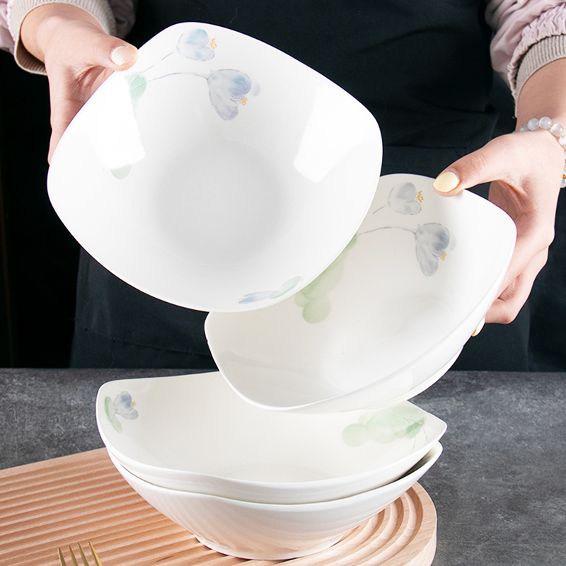 墨菏四角盘子高级感菜盘陶瓷