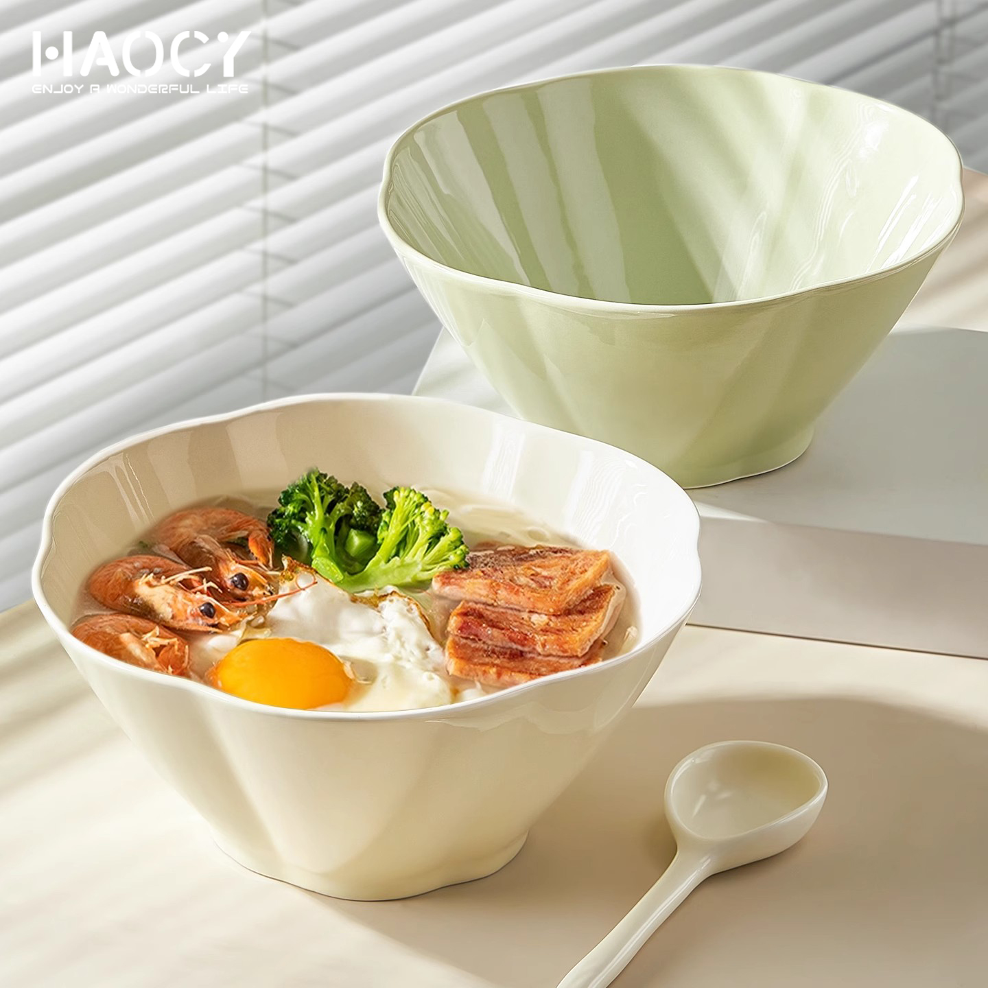 奶油风高颜值花边斗笠碗6英寸