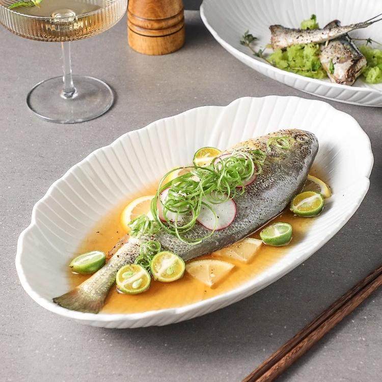 陶瓷纯白鱼盘高级感家用蒸鱼盘烤鱼大号装鱼盘新款菜盘椭圆形盘子,餐饮具,盘,淘宝优惠券,粉丝福利购,淘宝优惠卷