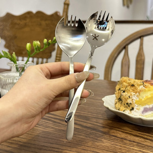 勺叉一体勺子吃沙拉勺意面叉子 316不锈钢长柄叉子 贵妇自留款